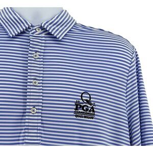 RLX Ralph Lauren Polo Shirt Blue Stripe 2017 PGA Championship Quail Hollow Golf